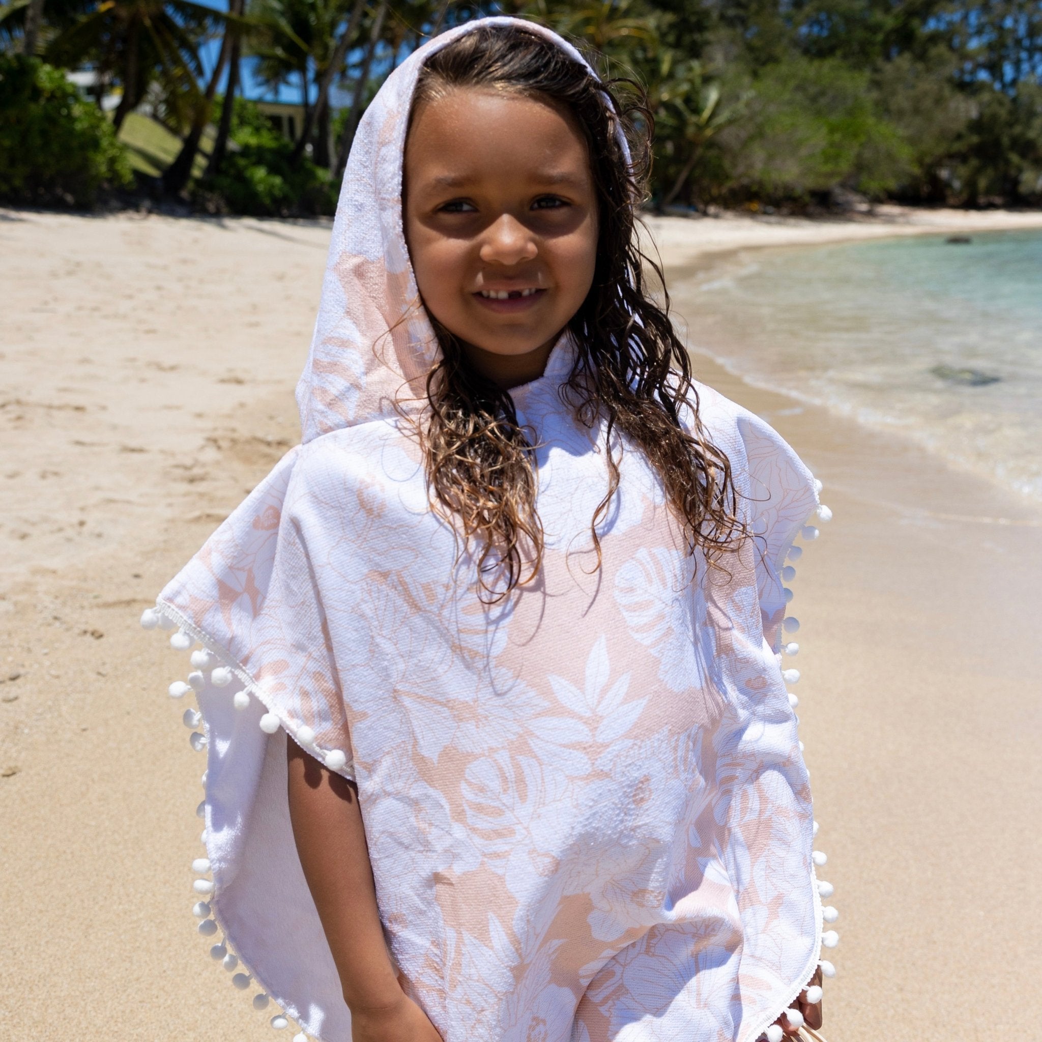 Sands of Wailea Pom Pom Hooded Towel - Sweet Sweet Honey Hawaii