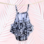 Black Palm Ruffle Halter Romper - Sweet Sweet Honey Hawaii