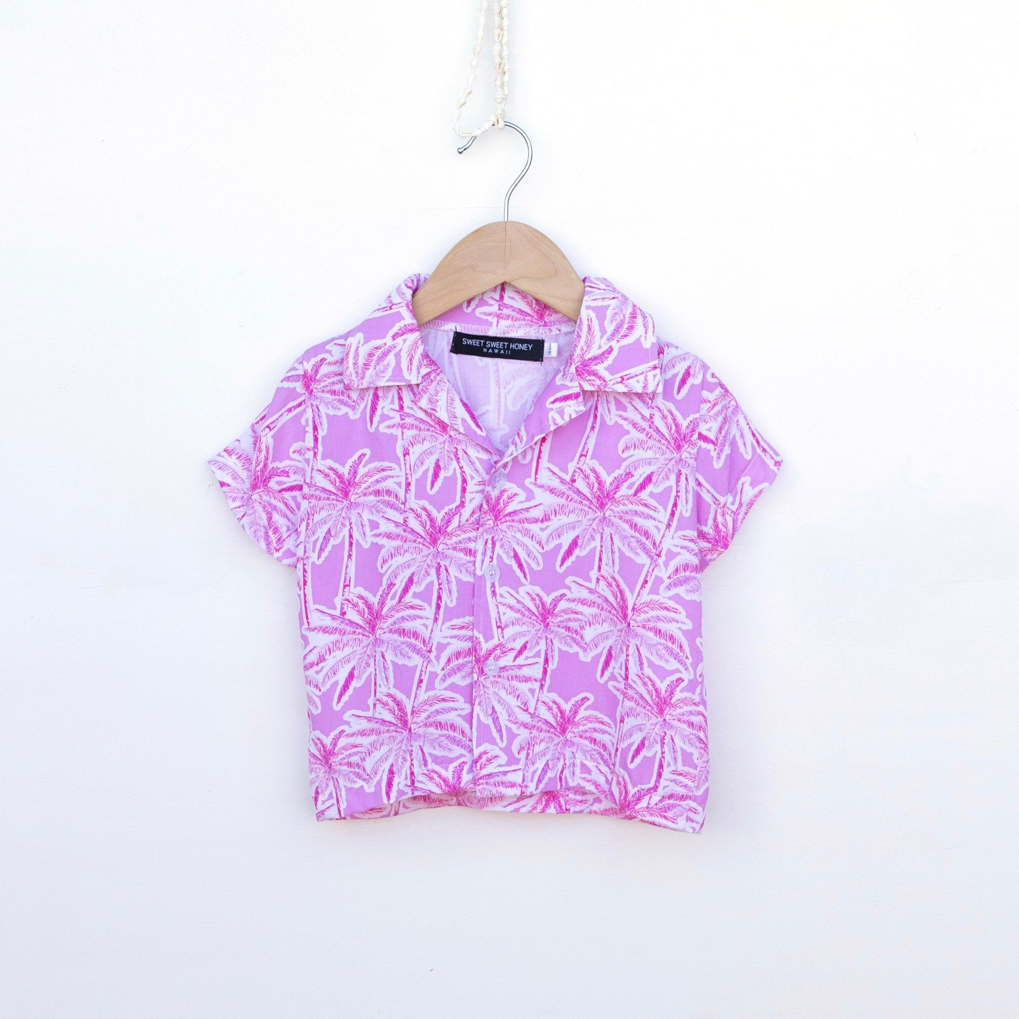 Palm Tree | Purple Orchid Button down collared Shirt - Sweet Sweet Honey Hawaii
