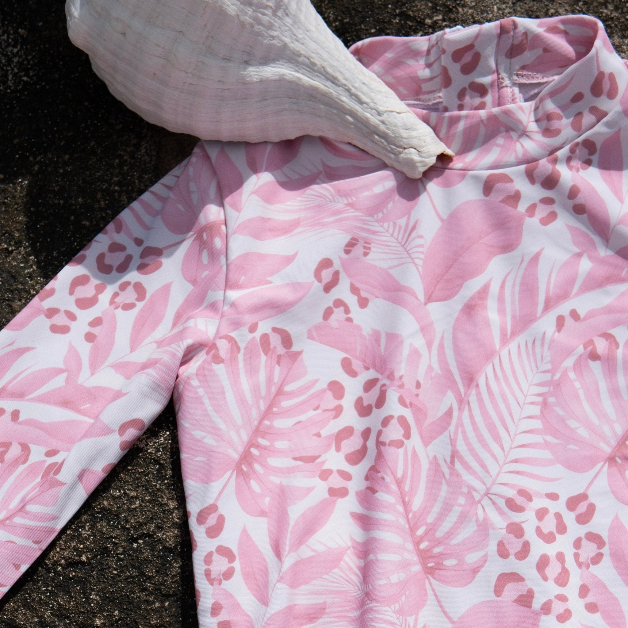 Pink Tropical Jungle Long sleeve Girls Swimsuit - Sweet Sweet Honey Hawaii