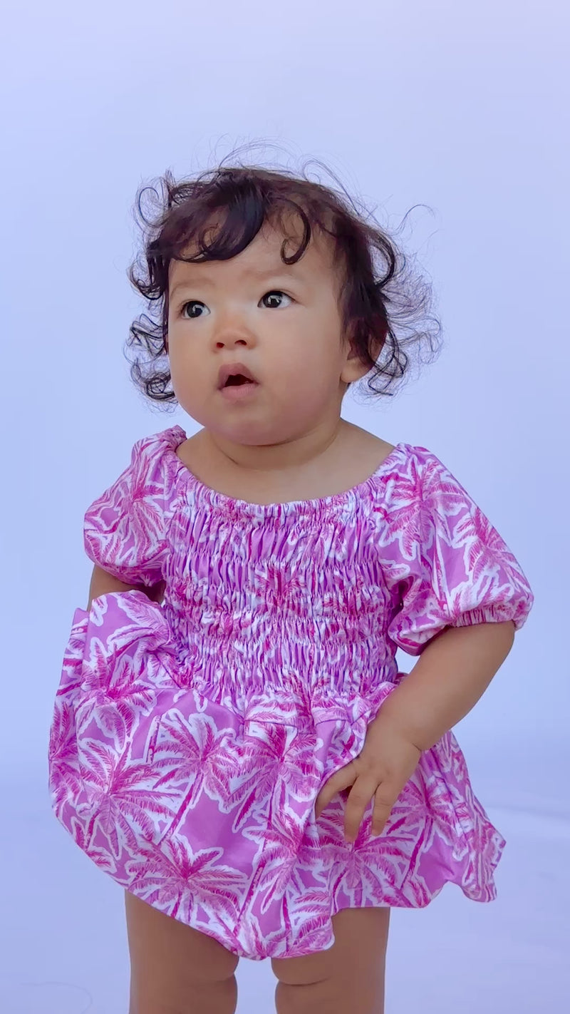 Palm Tree | Purple Orchid Sleeved Melody Romper
