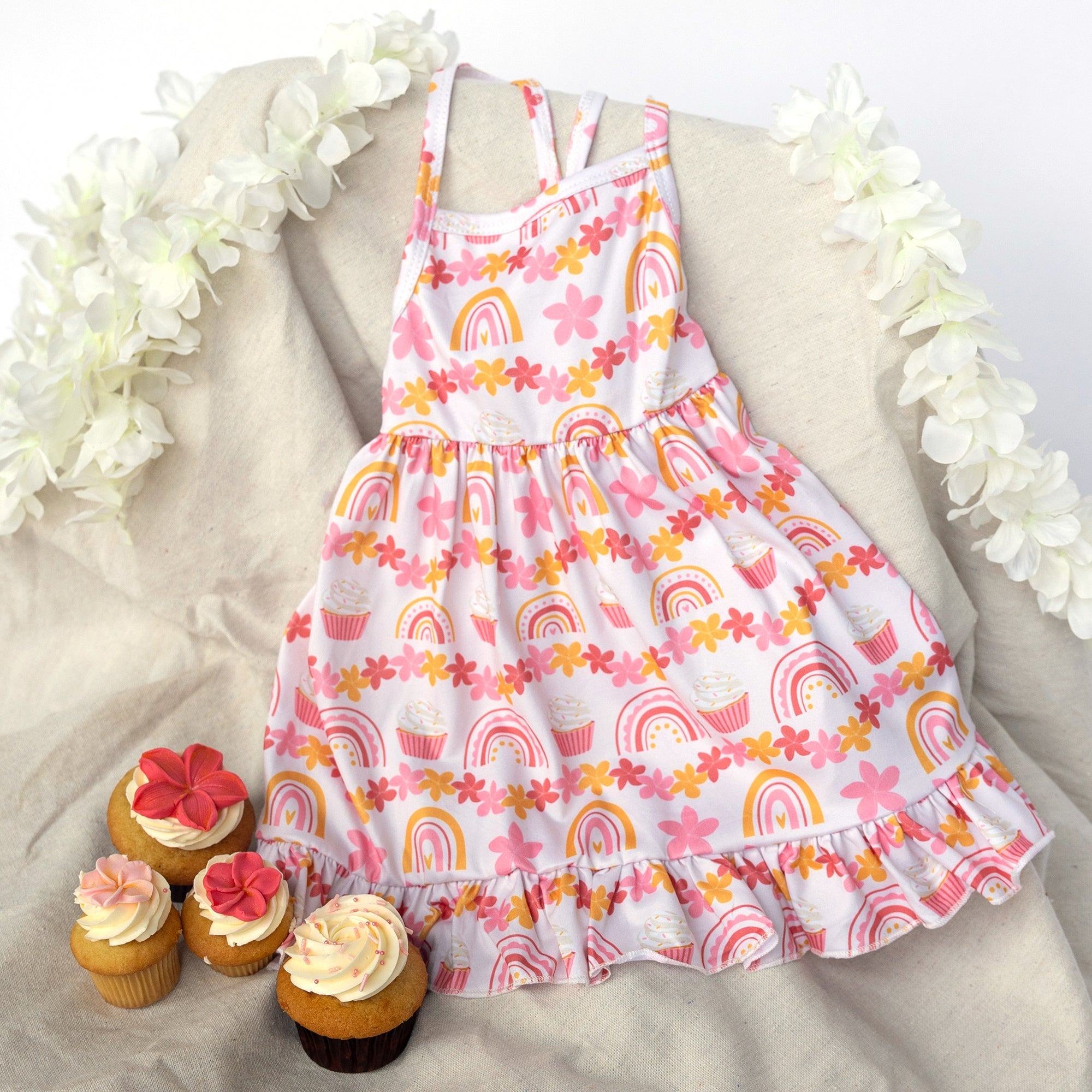 Rainbow and Cupcakes Stella Dress - Sweet Sweet Honey Hawaii