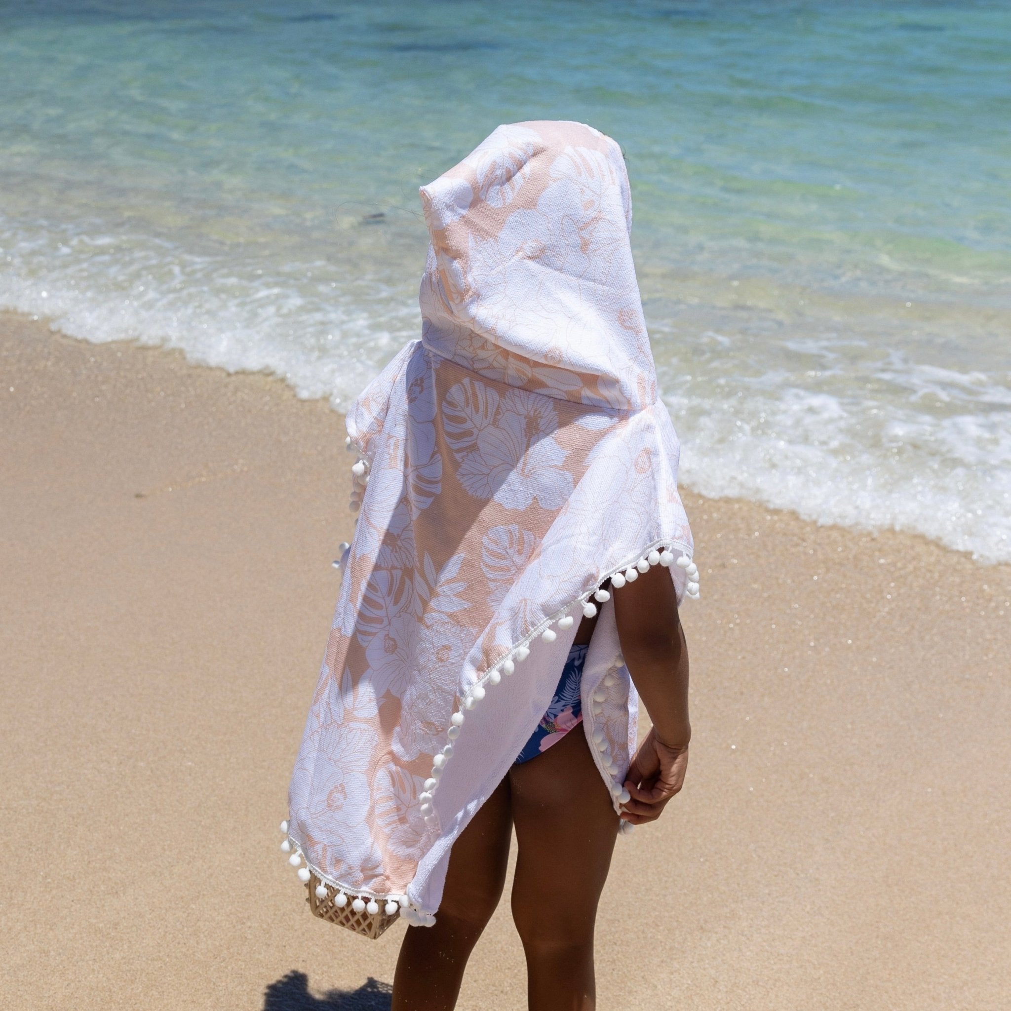 Sands of Wailea Pom Pom Hooded Towel - Sweet Sweet Honey Hawaii