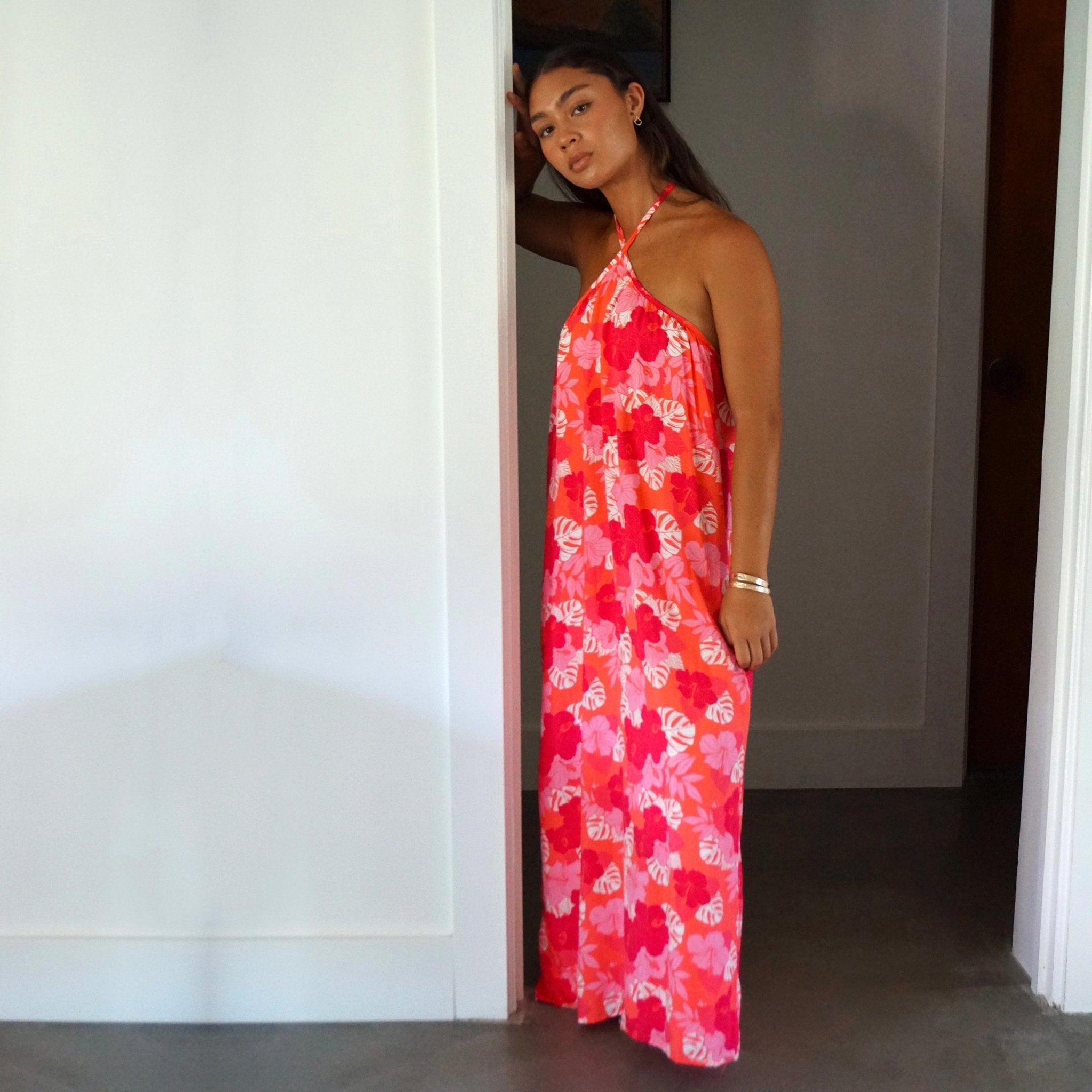Women's Sunsets of Wailea Halter Maxi Dress - Sweet Sweet Honey Hawaii