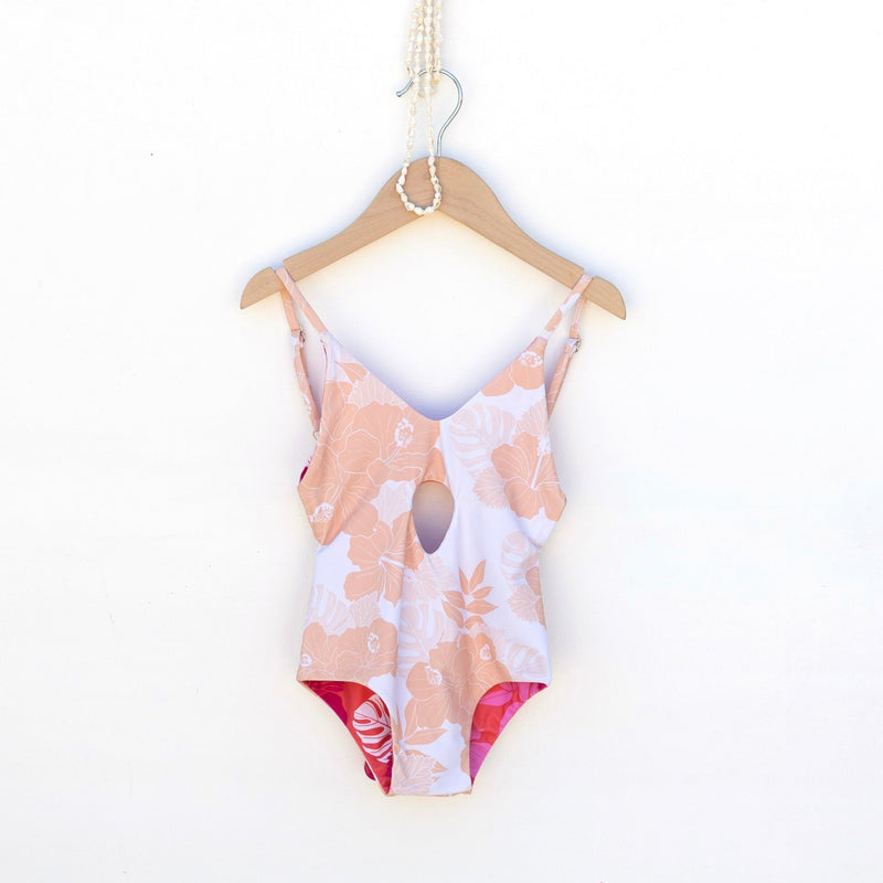  Vintage One Piece Swimsuit for Girs Reversible Floral